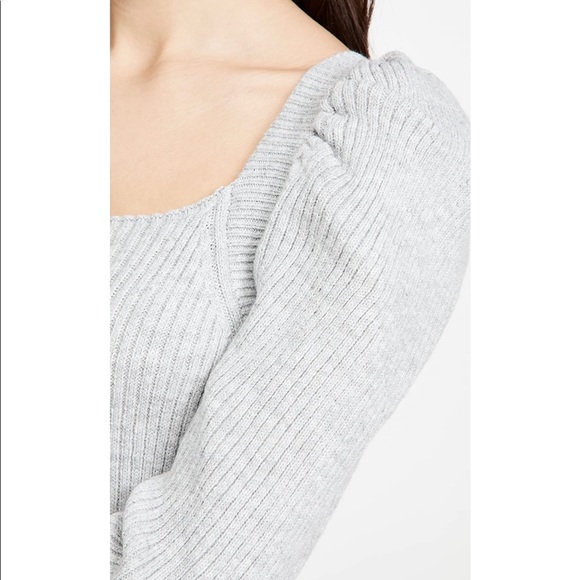 WAYF Square Neck Ribbed Knit Puff Sleeves Sweater Dress - Picture 5 of 11